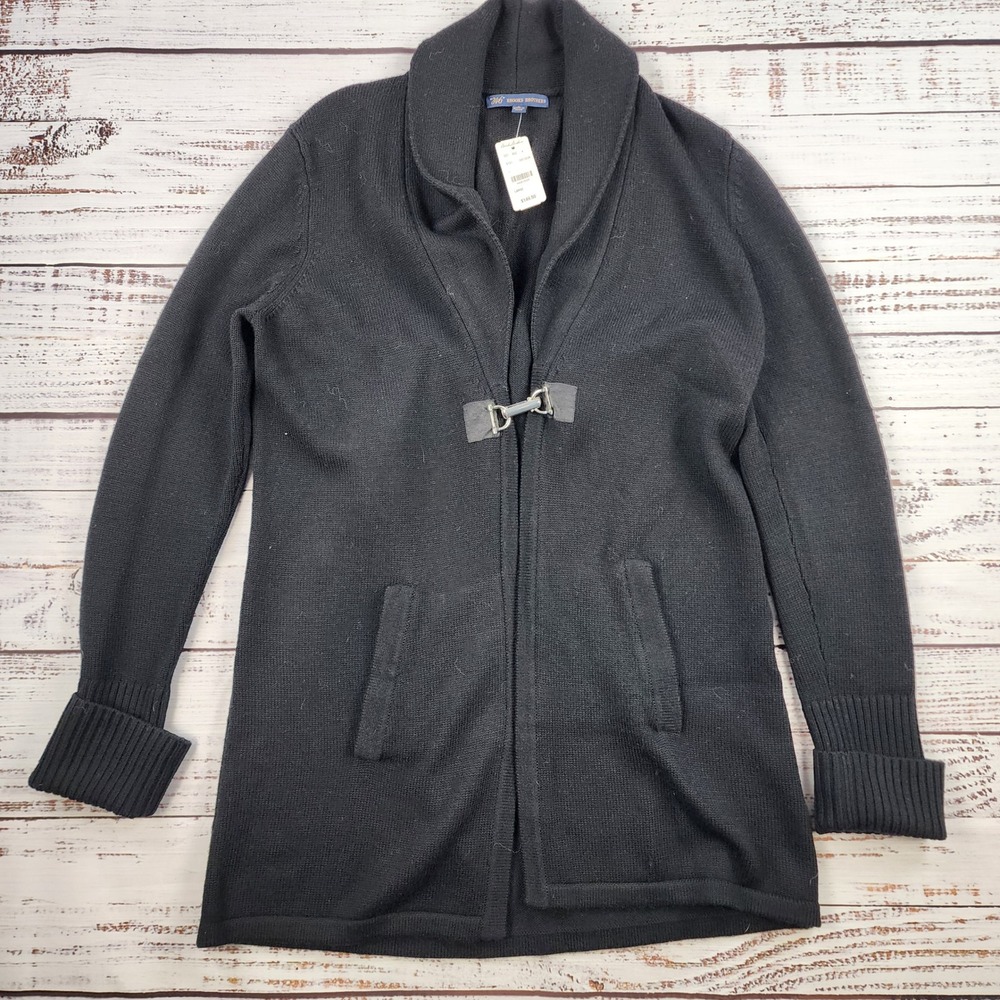NWT Brooks Brothers 100% Merino Wool Cardigan Sweater Jacket Black Toggle L - Picture 1 of 7
